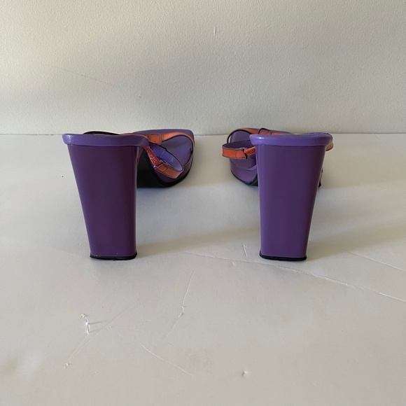 Bella Ricco Neon Orange Purple Square-toe Heels Size 9 - Picture 7 of 9